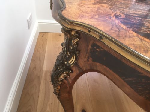 COROMANDEL WALNUT INLAID CENTRE TABLE AND DESK IN LOUIS XV STYLE - ADDITIONAL PHOTO 8