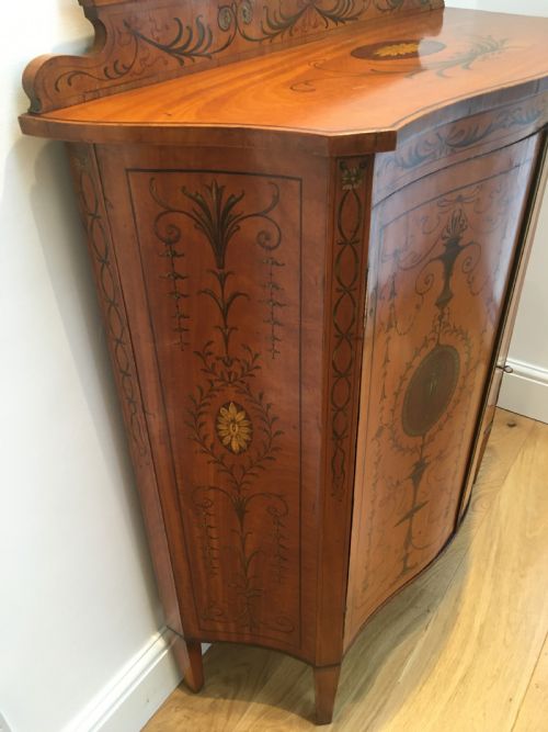 SATINWOOD PAINTED SERPENTINE FRONTED SIDE CABINET - ADDITIONAL PHOTO 4