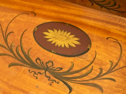 SATINWOOD PAINTED SERPENTINE FRONTED SIDE CABINET - ADDITIONAL PHOTO 9