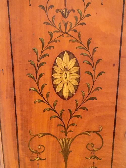 SATINWOOD PAINTED SERPENTINE FRONTED SIDE CABINET - ADDITIONAL PHOTO 12