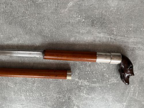 DOGS HEAD SWORD STICK ENGRAVED FOR J POLLARD - ADDITIONAL PHOTO 2