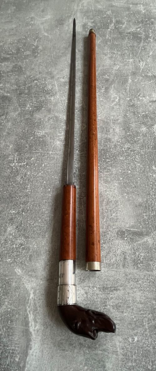 DOGS HEAD SWORD STICK ENGRAVED FOR J POLLARD - ADDITIONAL PHOTO 12