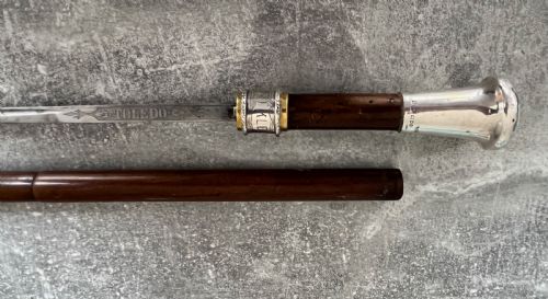 Silver Handled Sword Stick with a Toledo Blade