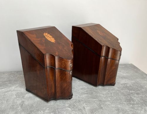 MATCHED PAIR OF GEORGE III MAHOGANY KNIFE BOXES - ADDITIONAL PHOTO 2