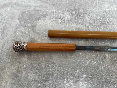 MALACCA SWORD STICK WITH SILVER REPOUSSE KNOP LONDON 1899 - ADDITIONAL PHOTO 2
