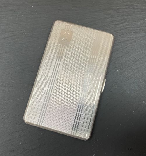 Silver Cigarette Case with Initials "Rh"