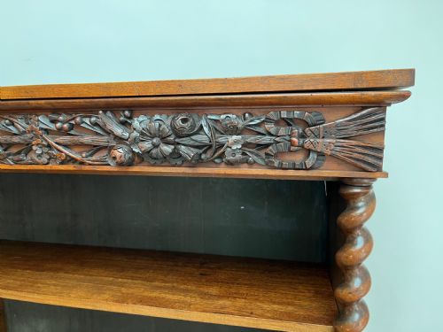 WALNUT BOOKCASE WITH CARVED FRIEZES AND BARLEY TWIST COLUMNS - ADDITIONAL PHOTO 6