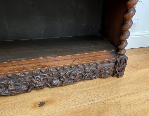 WALNUT BOOKCASE WITH CARVED FRIEZES AND BARLEY TWIST COLUMNS - ADDITIONAL PHOTO 9