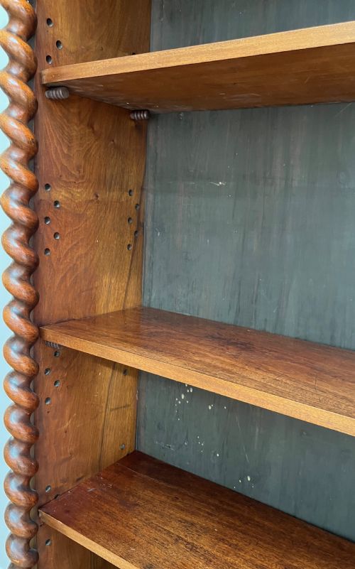 WALNUT BOOKCASE WITH CARVED FRIEZES AND BARLEY TWIST COLUMNS - ADDITIONAL PHOTO 12
