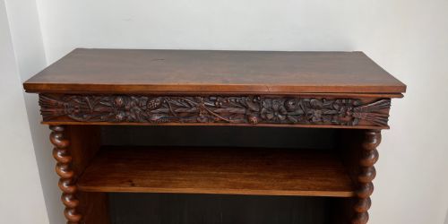 WALNUT BOOKCASE WITH CARVED FRIEZES AND BARLEY TWIST COLUMNS - ADDITIONAL PHOTO 14