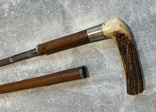 Stag Horn Handled Sword Stick with Toledo Blade