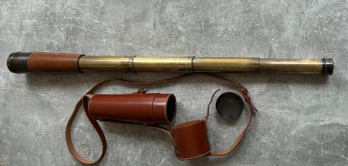 Four Draw Brass Telescope by Jh Steward with Case