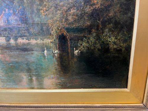 OIL ON CANVAS THAMES BY EW HASLEHURST 18661949 - ADDITIONAL PHOTO 4