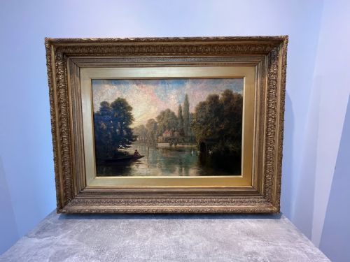 OIL ON CANVAS THAMES BY EW HASLEHURST 18661949 - ADDITIONAL PHOTO 7