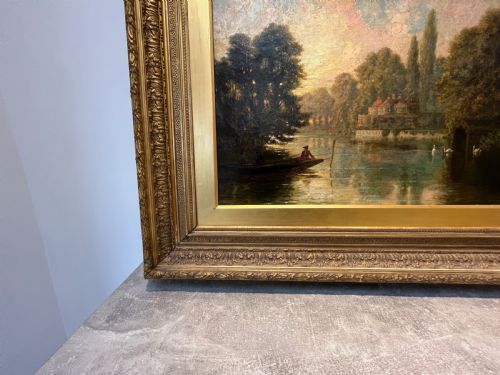 OIL ON CANVAS THAMES BY EW HASLEHURST 18661949 - ADDITIONAL PHOTO 10