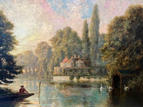 OIL ON CANVAS THAMES BY EW HASLEHURST 18661949 - ADDITIONAL PHOTO 11