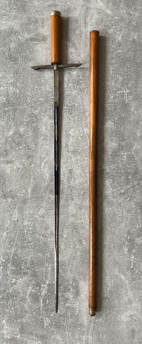 Rare Malacca Sword Stick with a Toledo Blade and Quillons