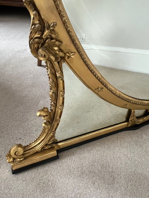 LARGE RESTORED OVAL VICTORIAN OVERMANTLE MIRROR - ADDITIONAL PHOTO 1