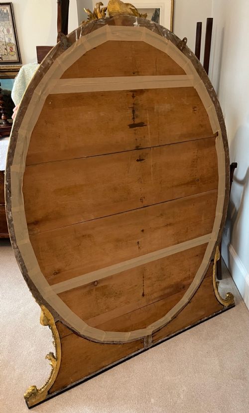 LARGE RESTORED OVAL VICTORIAN OVERMANTLE MIRROR - ADDITIONAL PHOTO 14