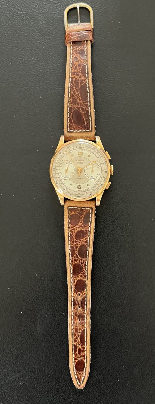 MUNDUS 18CT GOLD CENTRE SECONDS CHRONOGRAPH WRISTWATCH - ADDITIONAL PHOTO 1