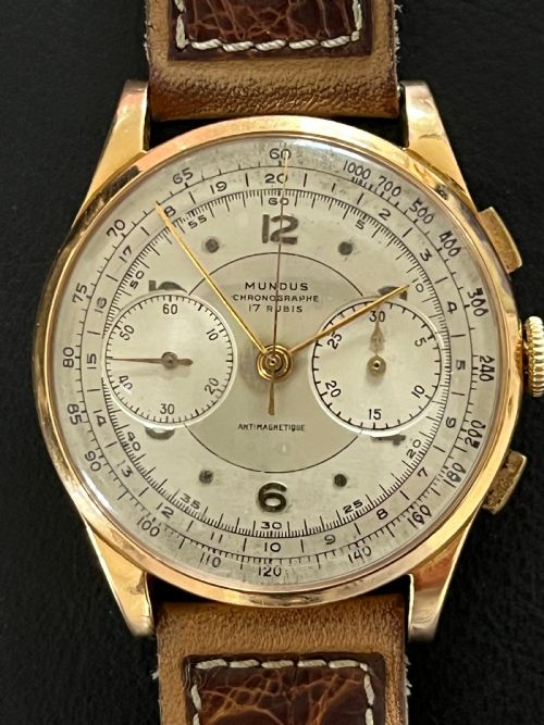 MUNDUS 18CT GOLD CENTRE SECONDS CHRONOGRAPH WRISTWATCH - ADDITIONAL PHOTO 6