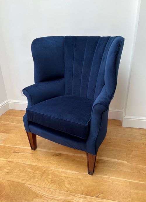 fig 1. Restored & Re-upholstered Barrel Back Armchair & Stool