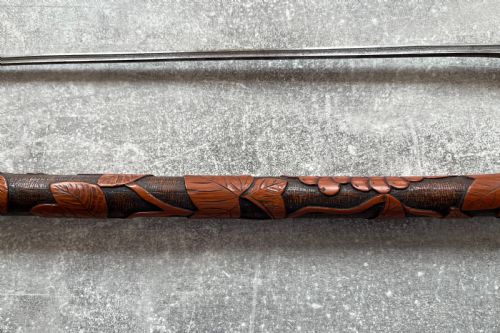 EAST ASIAN BAMBOO CARVED SWORD STICK - ADDITIONAL PHOTO 9
