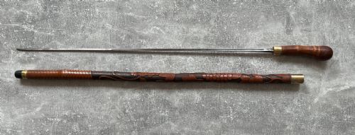 EAST ASIAN BAMBOO CARVED SWORD STICK - ADDITIONAL PHOTO 13