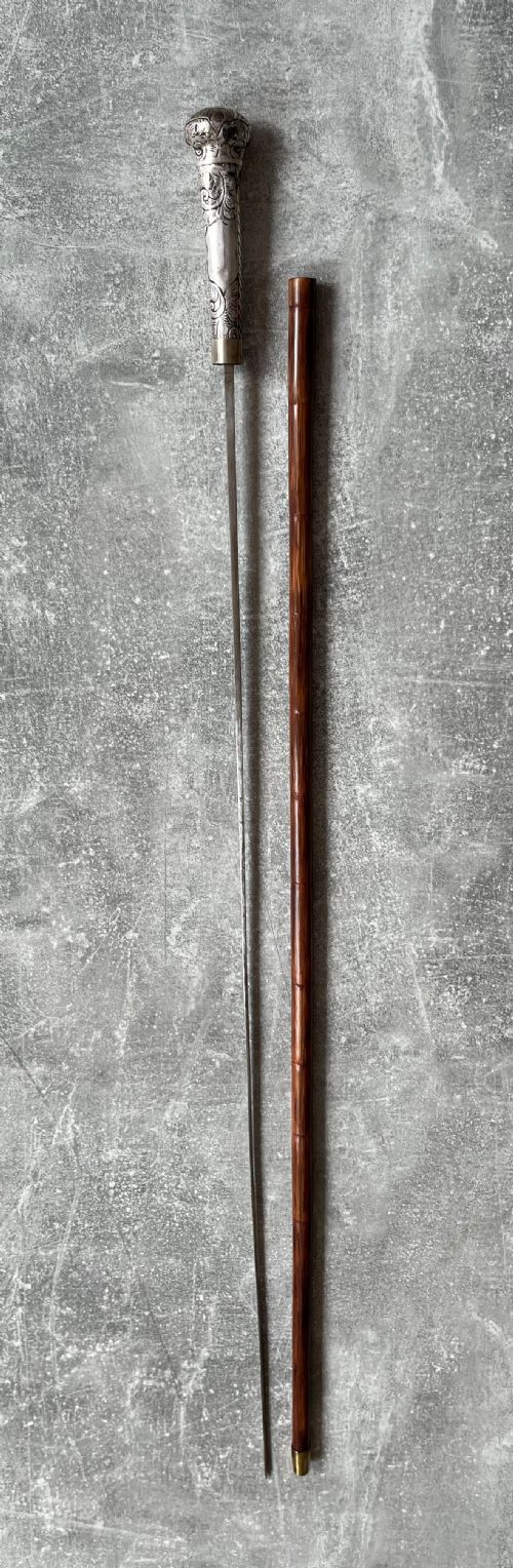 Indian Repousse Silver Handled Sword Stick