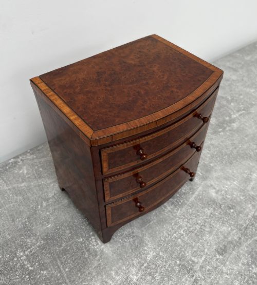 MINIATURE AMBOYNA CHEST OF DRAWERS - ADDITIONAL PHOTO 2