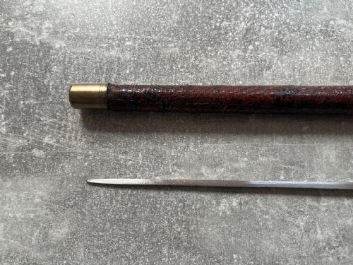 FRENCH SWORD STICK ANTLER HANDLE HAFT COVERED IN SNAKESKIN - ADDITIONAL PHOTO 3
