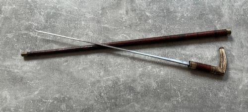 FRENCH SWORD STICK ANTLER HANDLE HAFT COVERED IN SNAKESKIN - ADDITIONAL PHOTO 8