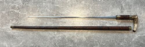 FRENCH SWORD STICK ANTLER HANDLE HAFT COVERED IN SNAKESKIN - ADDITIONAL PHOTO 13