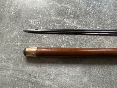 FRENCH SWORD STICK HORN HANDLE GOLD COLOURED COLLAR INITIALS LN - ADDITIONAL PHOTO 6