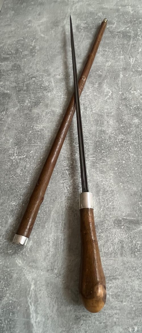 CHESTNUT SWORD STICK ROOT BALL HANDLE WILKINSON BLADE SILVER MOUNTS - ADDITIONAL PHOTO 11