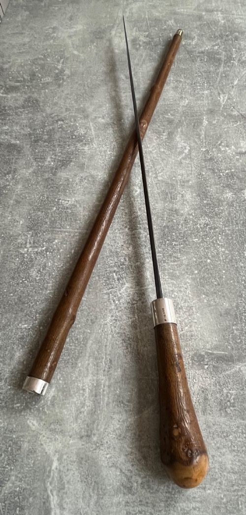CHESTNUT SWORD STICK ROOT BALL HANDLE WILKINSON BLADE SILVER MOUNTS - ADDITIONAL PHOTO 12