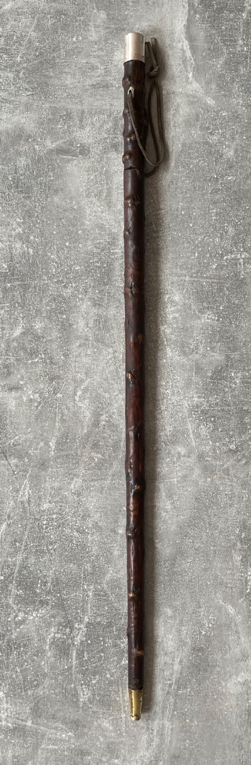 LEATHER COVERED SWORD STICK SILVER KNOP DECORATED BLADE - ADDITIONAL PHOTO 1