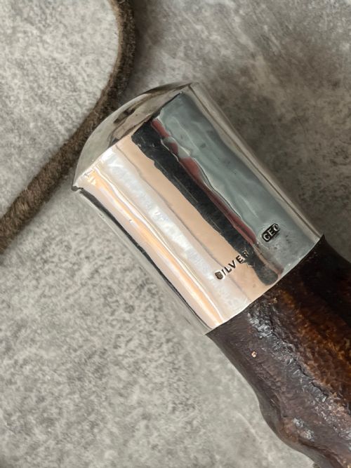 LEATHER COVERED SWORD STICK SILVER KNOP DECORATED BLADE - ADDITIONAL PHOTO 2