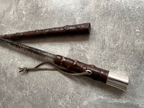 LEATHER COVERED SWORD STICK SILVER KNOP DECORATED BLADE - ADDITIONAL PHOTO 13