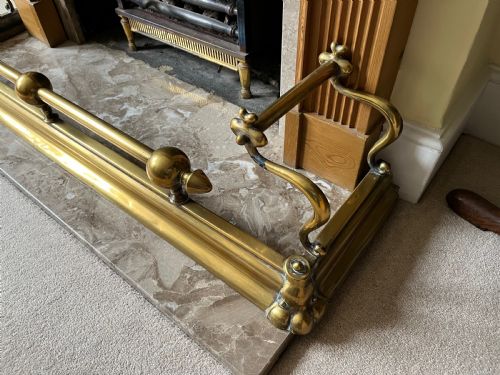 BRASS STEEL FIRE FENDER WITH BRASS FIRE IRONS - ADDITIONAL PHOTO 2
