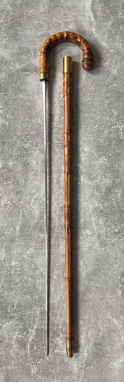 Edwardian Crook Handled Bamboo Sword Stick