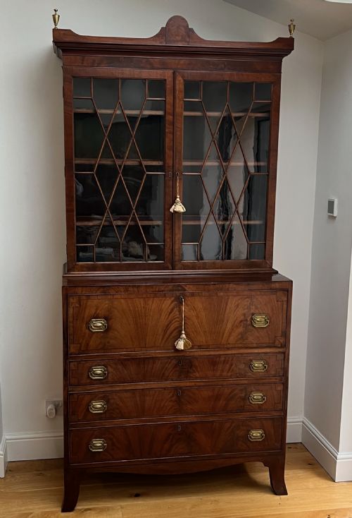 GEORGIAN MAHOGANY SECRETAIRE BOOKCASE - ADDITIONAL PHOTO 1