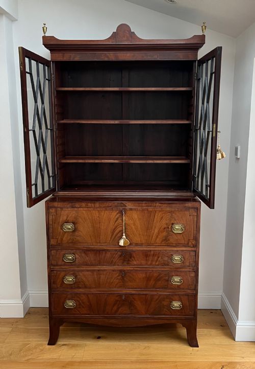 GEORGIAN MAHOGANY SECRETAIRE BOOKCASE - ADDITIONAL PHOTO 5