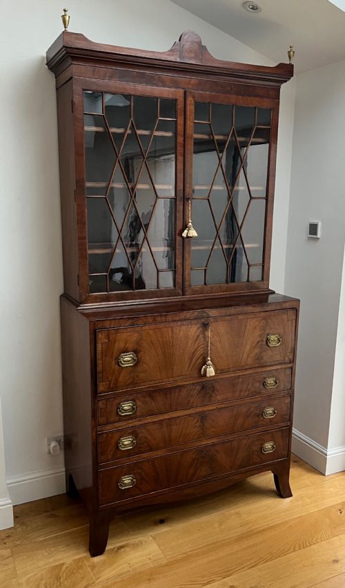 GEORGIAN MAHOGANY SECRETAIRE BOOKCASE - ADDITIONAL PHOTO 14