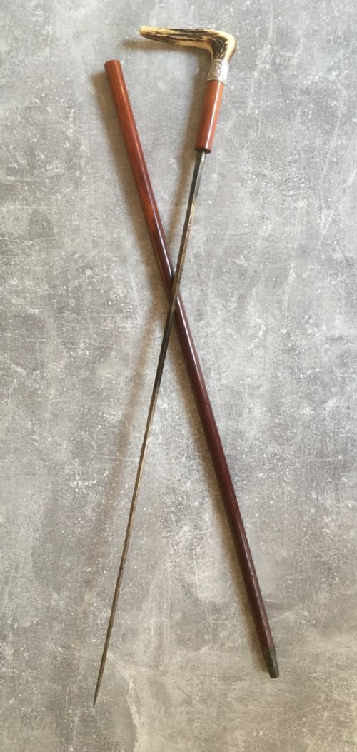 ANTLER HANDLED MALACCA SWORD STICK