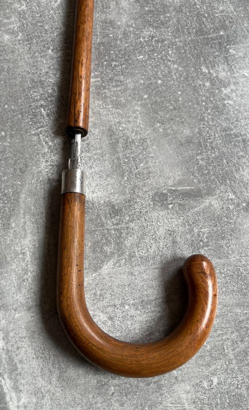 CROOK HANDLED MALACCA SWORD STICK WITH TOLEDO BLADE - ADDITIONAL PHOTO 3