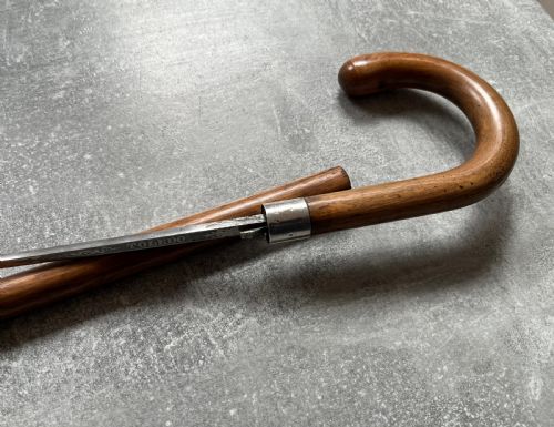 CROOK HANDLED MALACCA SWORD STICK WITH TOLEDO BLADE - ADDITIONAL PHOTO 9