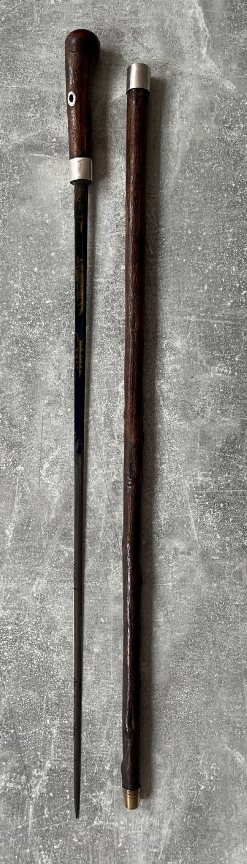 LATE 19TH CENTURY HAZEL WOOD SWORD CANE STICK - ADDITIONAL PHOTO 1