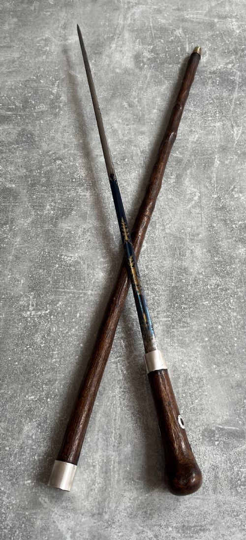 LATE 19TH CENTURY HAZEL WOOD SWORD CANE STICK - ADDITIONAL PHOTO 8