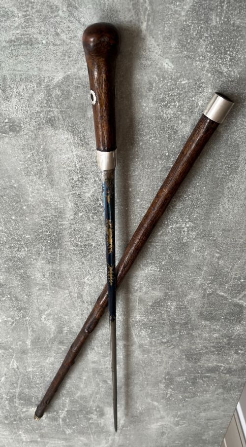 LATE 19TH CENTURY HAZEL WOOD SWORD CANE STICK - ADDITIONAL PHOTO 12